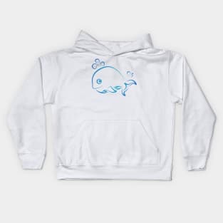 cute blue Whale doodle Kids Hoodie